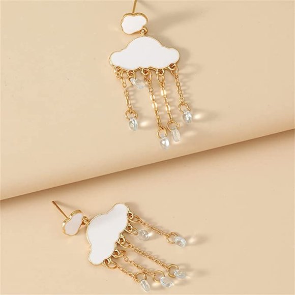 Cloud Drop Gold Earrings - Picture 2 of 7